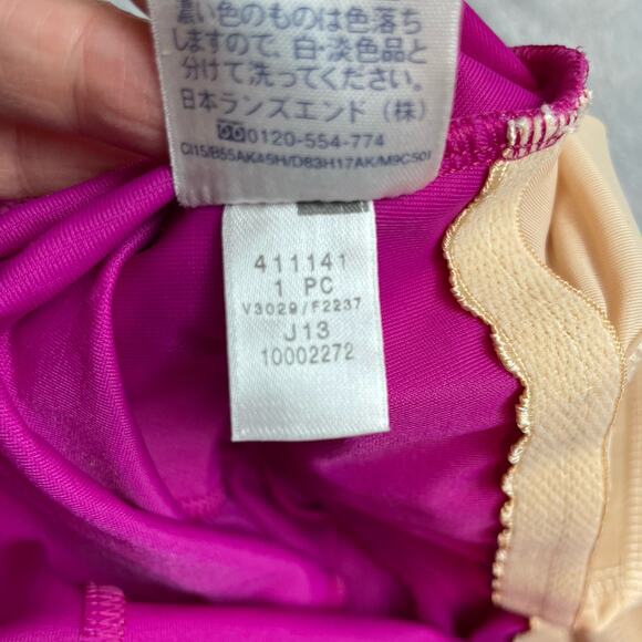 Lands End One Piece Swimsuit Womens 8 Fuchsia Pink Ruched Slimming Padded Bra - Picture 4 of 6